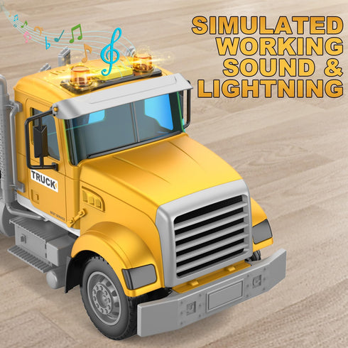 DOWELLIN 22" Transports Trucks Kids Toys, Large Semi Truck Toy Carrier and Excavator Truck with Sound&Light,Friction