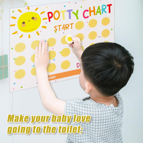 BOXOB Potty Training Chart with Reward Stickers, Potty Sticker Chart Cute Toilet Sticker Reward Chart for Toddlers Boys