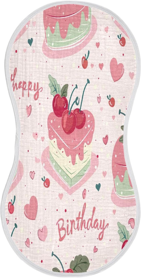 YETTASBIN Birthday Cake Muslin Baby Burp Cloth, Super Soft Absorbent Cotton Burp Rag