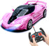 Remote Control Car - Pink RC Cars for Girls - Rechargeable Racing Vehicle Toy with LED Headlight for Kids Age 3+