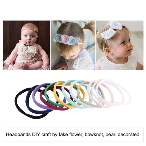 Lawie 60 Pack Super Soft Stretchy Elastic Nylon Headbands, Bow Nude Hairband for Newborn Infant Toddler