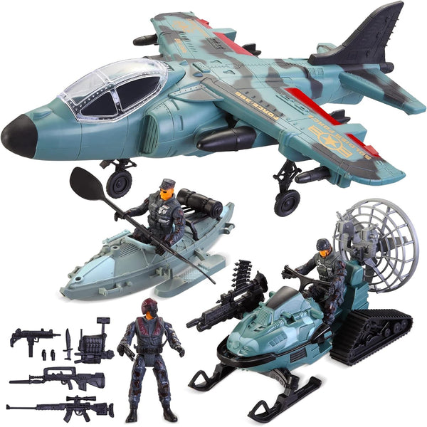 JOYIN Military Toy Set, Airplane, Role Play Fighter Jet with Soliders, Army