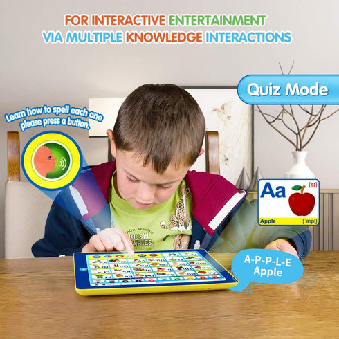 6-in-1 Kids Tablet with ABC/Words/Numbers/Color/Games/Music, Interactive Educational Toys for Age 3-5 Learning