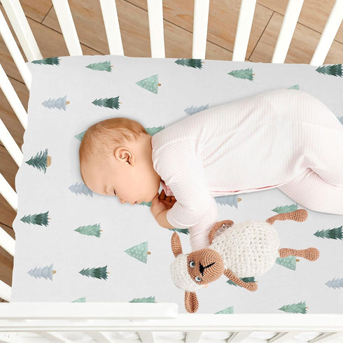 Burbuja 28 52 Christmas Tree Crib Sheet for Boys Girls, Fitted Crib Sheet x in for Standard Crib & Toddler Bed
