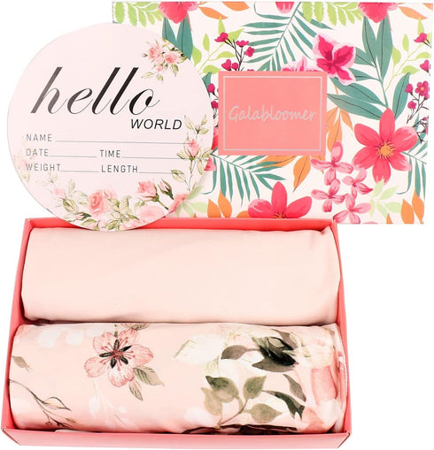 Set Galabloomer Receiving Blanket Headband Flower Print Baby Swaddle Blankets Vintage Rose