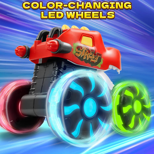 2 3 4 5 Intoypad Red Chomping Dino Monster Truck Toy Press and Go Car with LED Light Wheels Light-Up Push Car