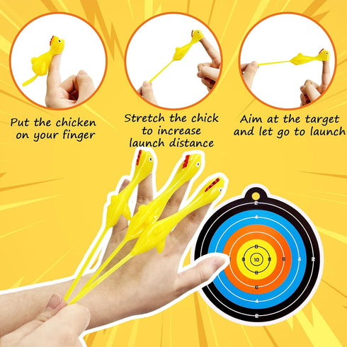 100Pack Finger Slingshot Chicken Rubber,Flick Stretchable Chicken Toys,Funny Stretchy Prank Gag Toys for Christmas