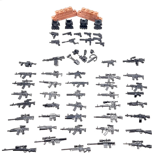 General Jim's Weapons Pack for Building Block Figures, Weapon Set for SWAT, Police or WW2 Brick Building