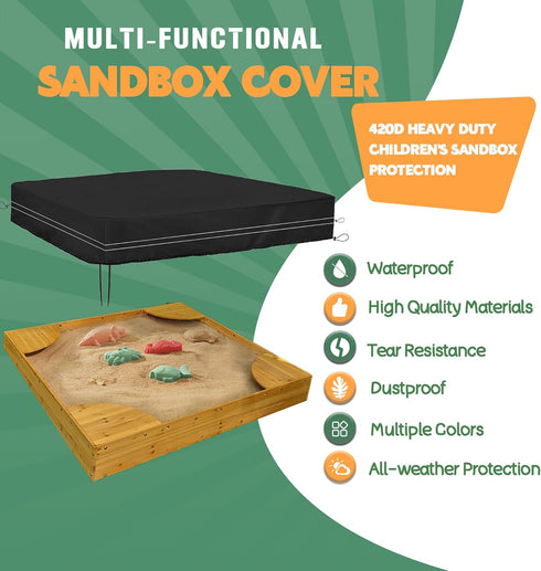 72 72 8 Heavy-Duty Waterproof Sandbox Cover Square Outdoor Sand Box Cover for Toddlers, x x Protects Sand from Rain