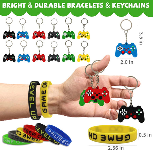 146 Pcs Video Game Party Favors, Gamer Party Favors for Boys - VIP Passes, Lanyards, Bracelets, Keychains, and More