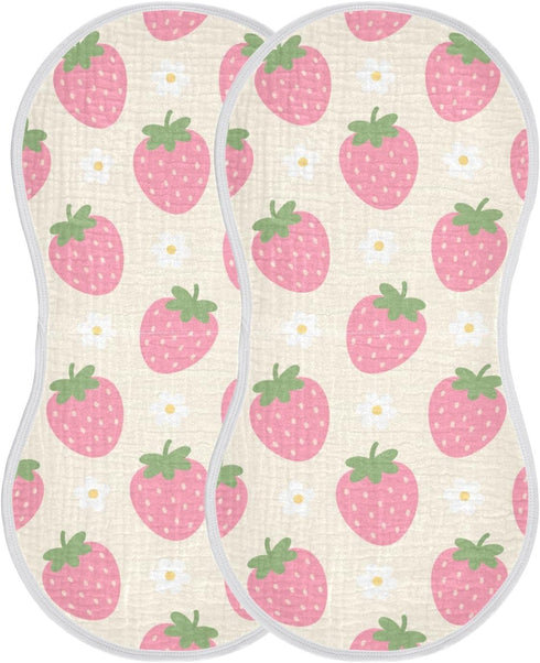 decor gift 4 Pack 22x11in Cotton Baby Burp Cloths Soft and Absorbent? Cute Cartoon Strawberry Flower Feed Cloth