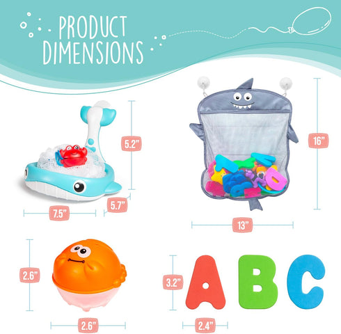 Comfylife Baby Bath Toy Organizer, Bath Toy Storage with Foam Toys (Numbers & Letters) + Extra Net