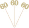 Pack of 10 Gold Glitter 60th Birthday Centerpiece Sticks, Number 60 Table Topper Decorations