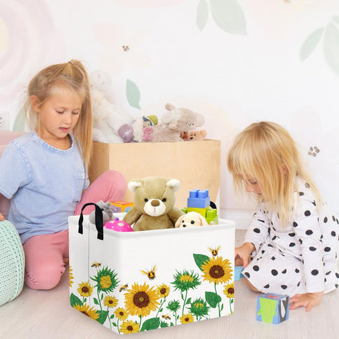 FXOCSHE FXOLCSHE Rectangular Sunflower basket,Waterproof Canvas kids Laundry Nursery Hamper,Storage Baskets