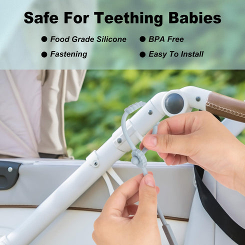 Toy Straps for Baby Silicone Pacifier Clips Adjustable Stretchable Teether Straps for Strollers, High Chair, BPA Free