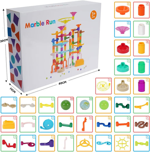 166 Set 3 4 5 6 7 8 9 10 11 12 pcs Marble Run, Upgraded Marbles Run Kit for Kids STEM Toys with Glow Marbles, Beginner