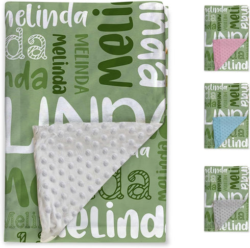 Letter(47"x60") KAINSY Personalized Baby Blanket, Custom Name Baby Blanket for Boy Girl, Double Layer Dotted Backing