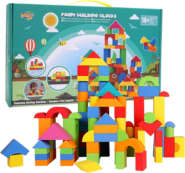 Soft Building Blocks for Toddlers 2-4, 94PCS Foam Stacking Blocks, Bath Toys
