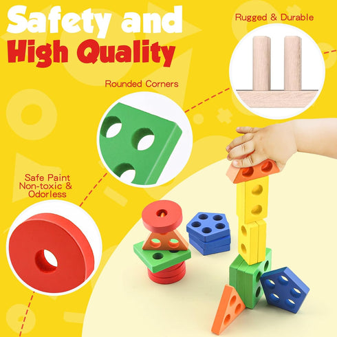 Daisiki 1 2 3 1-3 1-3 Montessori Toys for Year Old Girls Boys, Wooden Sensory Toys for Year Old Birthday Gifts