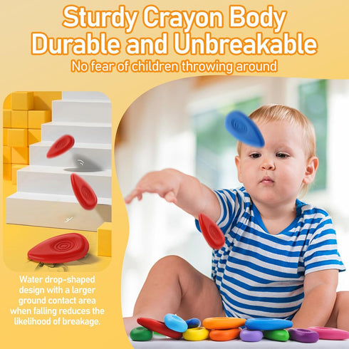 24 1-3, Four Candies Crayons for Kids Colors, Non Toxic Washable Crayons for Toddlers Unbreakable Easy-Grip Water-Drop