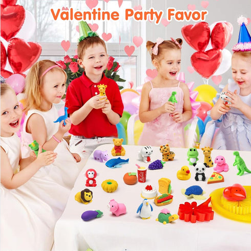 90 Pack Animal Pencil Erasers for Kids - 3D Mini Puzzle Desk Pet Toys for Classroom Prizes