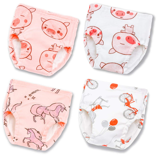 Joyo roy Soft Potty Training Pants - 4 Packs Reusable Toddler Underwear for Girls 3T, 100% Cotton, Waterproof