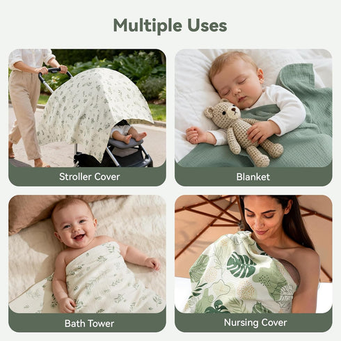 Generic 3 Pack Inches 38 40 Muslin Swaddle Blankets, Baby Receiving Blanket for Boys Girls, x Green Baby Essentials