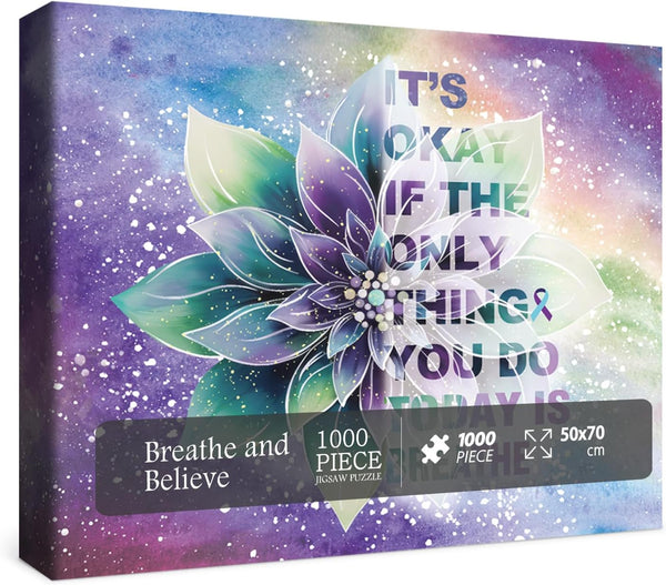 Gradient Flower Puzzle for Adults - 1000 Pieces Colorful Rainbow Jigsaw Puzzles as Inspiring Religious Decor