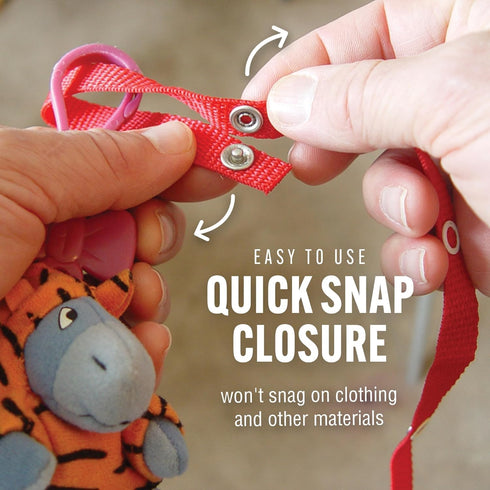 2 Count Baby Buddy Secure-A-Toy, Safety Strap Secures Toys, Teether, or Pacifiers to Strollers, Highchairs, Car Seats