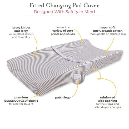 Burt's Bees Baby Organic Jersey Cotton Changing Pad Cover for Standard 16 x 32 Inch Changing Mats