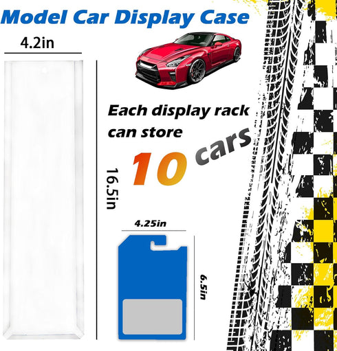 12 Pack Clear Model Car Display Case - Holds 120 Cars, Compatible with Hot-Wheels, Wall Mount Toy Storage
