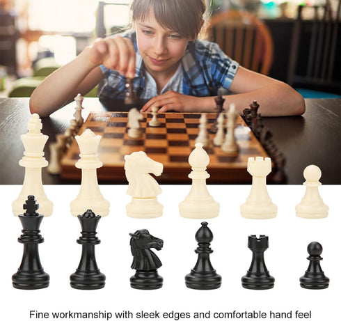 Standard Chess Pieces, International 32 Standard Chess Game Pieces Set Chess Pieces Replacement Tournament Chessmen Replacement Pieces Gift Interactive Toy, Black and White