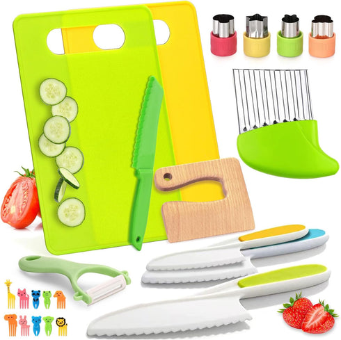 23 Pcs Kids Knife Set for Real Cooking, Montessori Kitchen Toys for