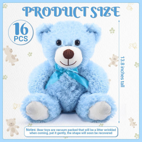 Jenaai 16 Pieces Stuffed Animals, 13.8 Inch Plush Bears with Bow for Baby Shower Wedding Christmas Birthday Favors