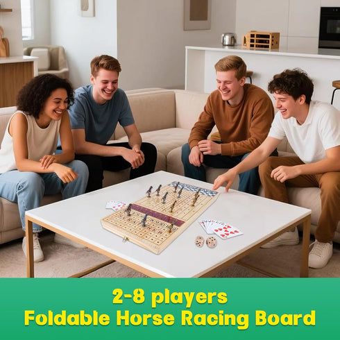 23 inches 11 2 2 Offelec Large Horse Race Board Game, Premium Durable Foldable Wooden Box, Horse Racing Game with Retro