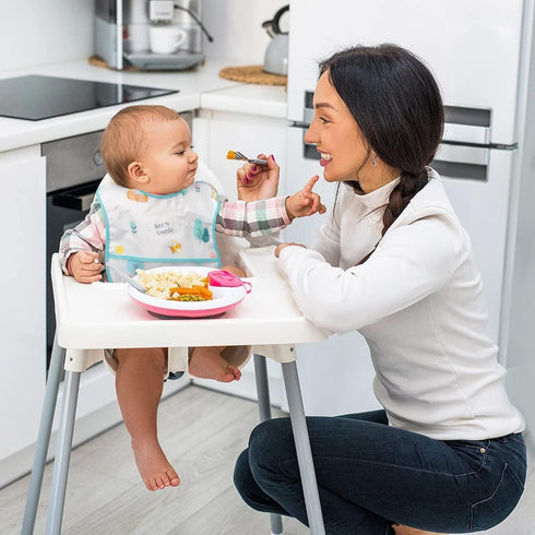 5Pcs 6-24 Zainpe Snap Baby Bibs for Boys Girls Months Waterproof Stain Resistant Feeding Bib with Food Catcher Pocket