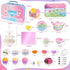 Set 50PCS 3-6 Tea for Little Girls,PRE-WORLD Princess Tea Party Time Toy Including Dessert,Cookies,Doughnut,Teapot Tray