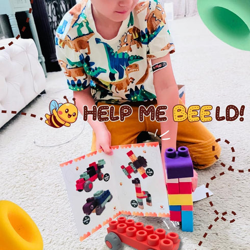 12mo+ Set Soft Rubber Building Blocks with Baseboard - Extra Large Toddler Blocks Ages - Chew-Safe Sensory Stacking