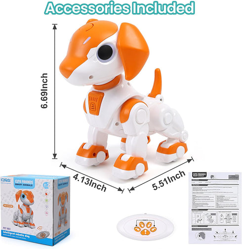 3-8, 4 5 6 7 IQKidz Remote Control Robot Toys Dog for Kids Age RC Smart Walking Electronic Pet Dog Toy with Light Eyes