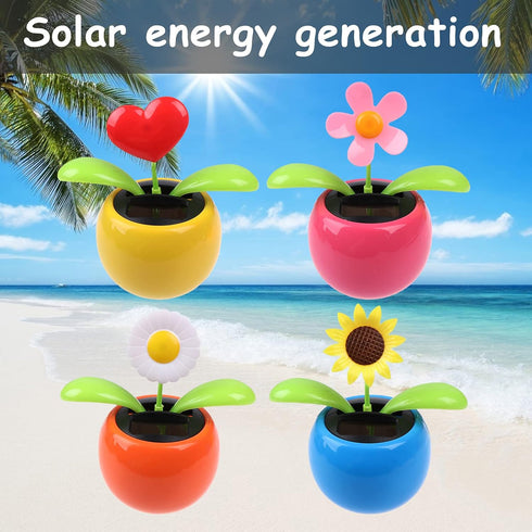 4 Solar Dancing Butterfly Toy Solar Powered Dancing Sun Flower in Colorful Pots, Animated Bobblehead Dancer Window Decor