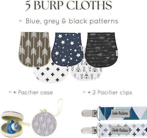5-Pack 2 1 Dodo Babies Baby Burp Cloths - Soft Absorbent & Neutral Burp Cloths - Contoured Shoulder Fit & Baby Boy