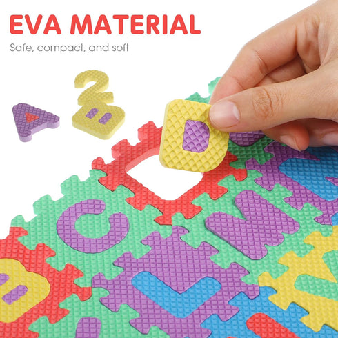 36Pcs Mini Number Alphabet,Toddle Alphabet Puzzle Table Mat for Learning, Baby Foam Play Mat for Early Childhood