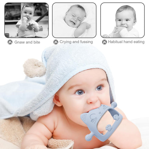 Baby Teething Toys for 0-6 Months, Anti-Drop Silicone Mitten Teething Toy for Soothing Sore Gums