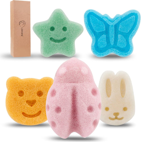 Konjac Baby Bath Sponge Set - Soft Cleansing Facial & Body Sponge