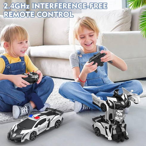BLUEJAY Transform Rc Cars for Boys 4-12, 2.4Ghz 1:18 Scale Remote Control Car Transforming Robot