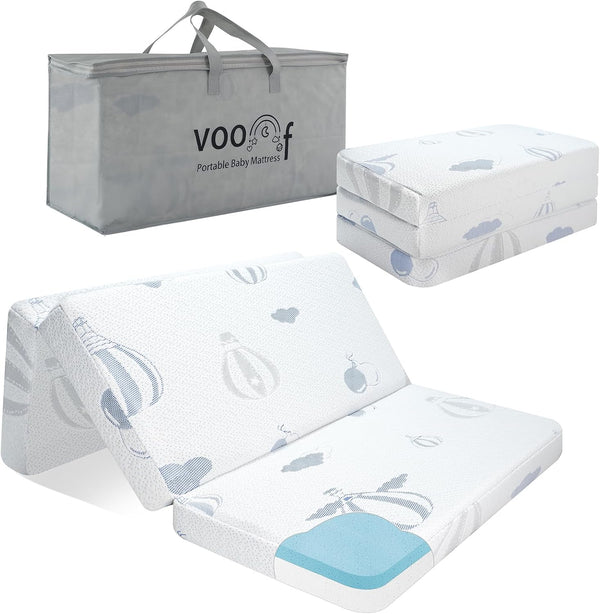 Pack and Play Mattress Trifold, 38"x26"x3'' Memory Foam Dual-Sided Pack N Play