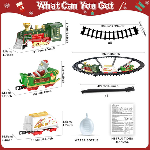 Set Set 3-12 TERRAMUS Christmas Train - Hanging Train Toys with Smoke Light & Sound for Boys Girls,Train Around Under