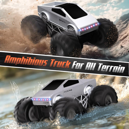 1:16 4-7, 4WD 5+ Monster Truck Toys, Amphibious Remote Control Car for Boys Waterproof RC Trucks, All Terrain Off-Road