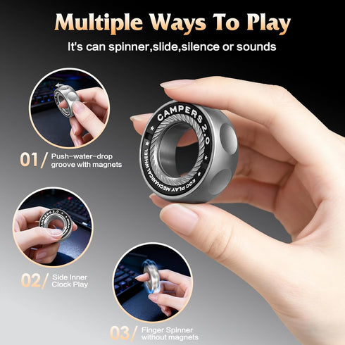 Upgrade Fidget Spinner for Stress Relief,Magnetic Fidget Spinner Rings with Rotating Sounds/Anti-Slip,Stainless Steel