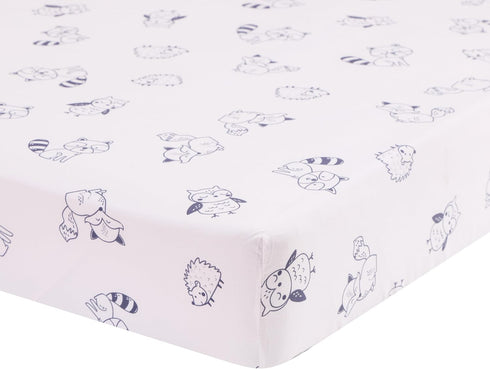 CribMATE Set 3 Set Animal Nursery Crib Bedding for Boys Pieces Blue Raccoon Fox Owl Hedgehog Baby Boy Bedding